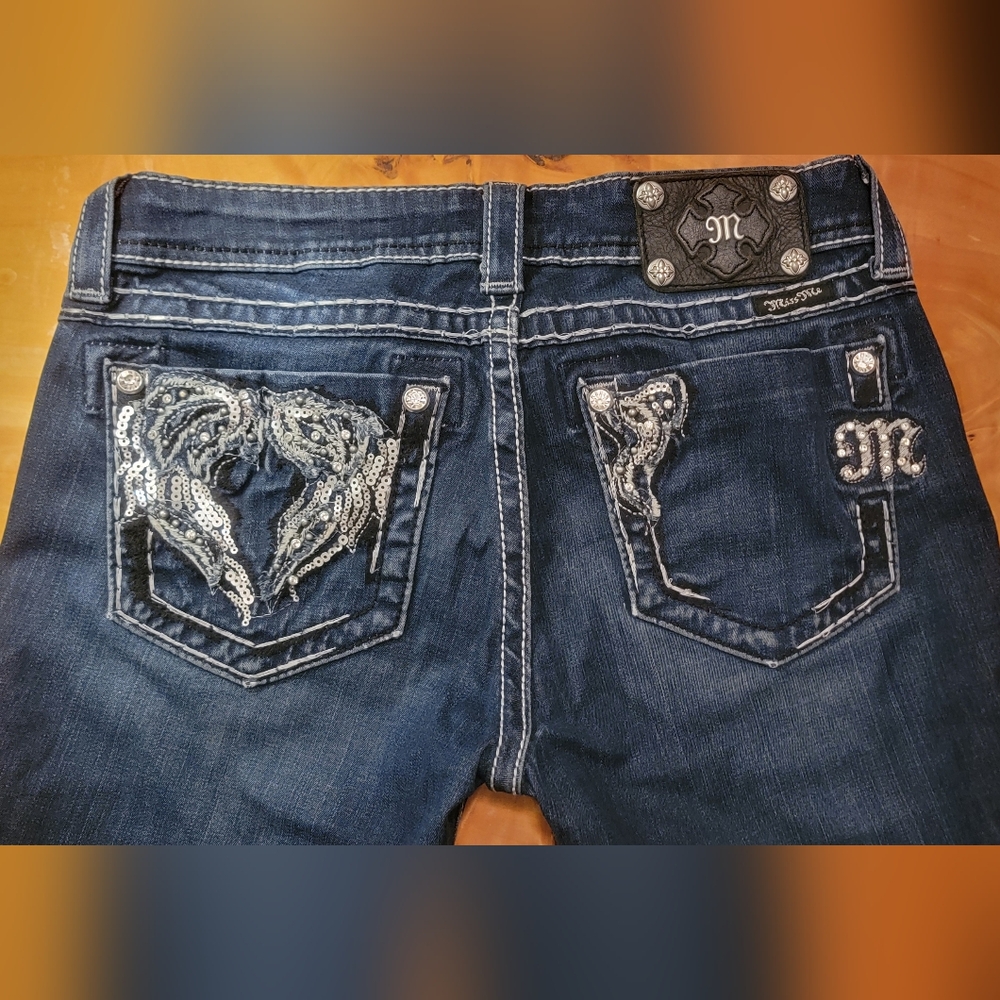 Miss Me Blue Denim Jeans with Sequin Details